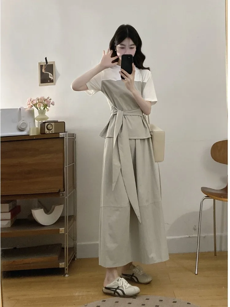 Elegant plus Size Women's Outfit Summer Short Sleeve Waist-Cinching T-Shirt Top High Waist Dress Two-Piece Set
Elegant plus Size Women's Outfit Summer Short Sleeve Waist-Cinching T-Shirt Top High Waist Dress Two-Piece Set