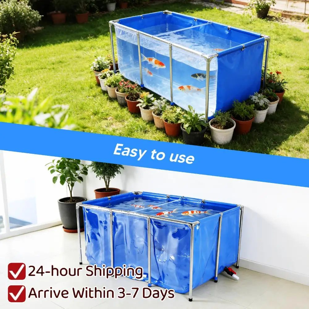 Rectangular Goldfish Tank with Frame & Drain Valve Above Ground Fish Pond Clear Viewing Panel for Plants & Fish Backyard Use
Rectangular Goldfish Tank with Frame & Drain Valve Above Ground Fish Pond Clear Viewing Panel for Plants & Fish Backyard Use