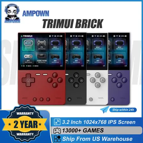 AMPOWN Trimui BRICK Console per lettori di giochi portatili Emulatore schermo IPS da 3,2 pollici Videogiochi retrò portatili Magazzino USA Linux