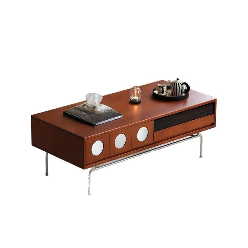 Retro solid wood coffee table, small apartment living room simple stainless steel
Retro solid wood coffee table, small apartment living room simple stainless steel