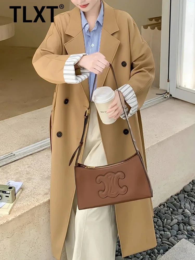 TLXT Elegant Women's British Style Lapel Tie Casual Oversized Coat Lapel Double Breasted Long Sleeve Windbreak 2025 Winter New
TLXT Elegant Women's British Style Lapel Tie Casual Oversized Coat Lapel Double Breasted Long Sleeve Windbreak 2025 Winter New