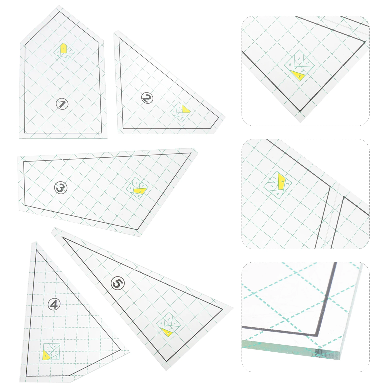5pcs Quilting Rulers Fabric Sewing Rulers Transparent Durable Quilting For Cutting Rounded Edges Easy Miter Binding Tool
5pcs Quilting Rulers Fabric Sewing Rulers Transparent Durable Quilting For Cutting Rounded Edges Easy Miter Binding Tool