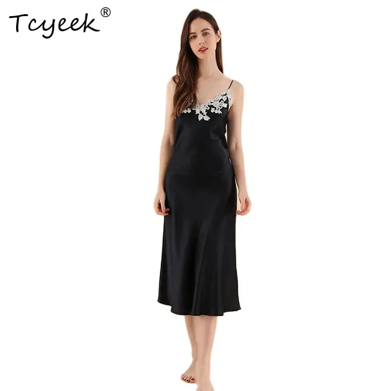 Tcyeek, 19MM 100%Real Silk Sexy Nightgown, Women Spaghetti Strap Solid, Elegant Lace Hot Pajama Dress, 2024 Summer P45068QC
Tcyeek, 19MM 100%Real Silk Sexy Nightgown, Women Spaghetti Strap Solid, Elegant Lace Hot Pajama Dress, 2024 Summer P45068QC