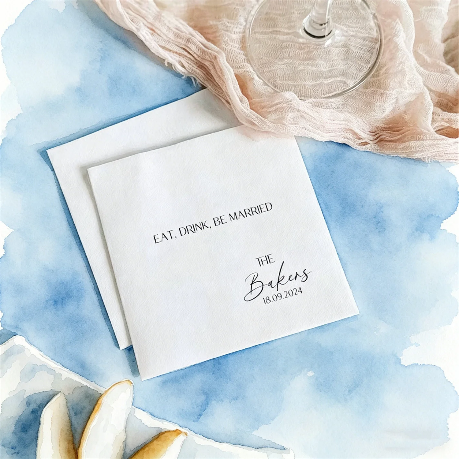 50 PCS Eat Drink Be Married Custom White Cocktail Napkins for Wedding Reception | Personalized Last Name Wedding Napkins | Minim
50 PCS Eat Drink Be Married Custom White Cocktail Napkins for Wedding Reception | Personalized Last Name Wedding Napkins | Minim
