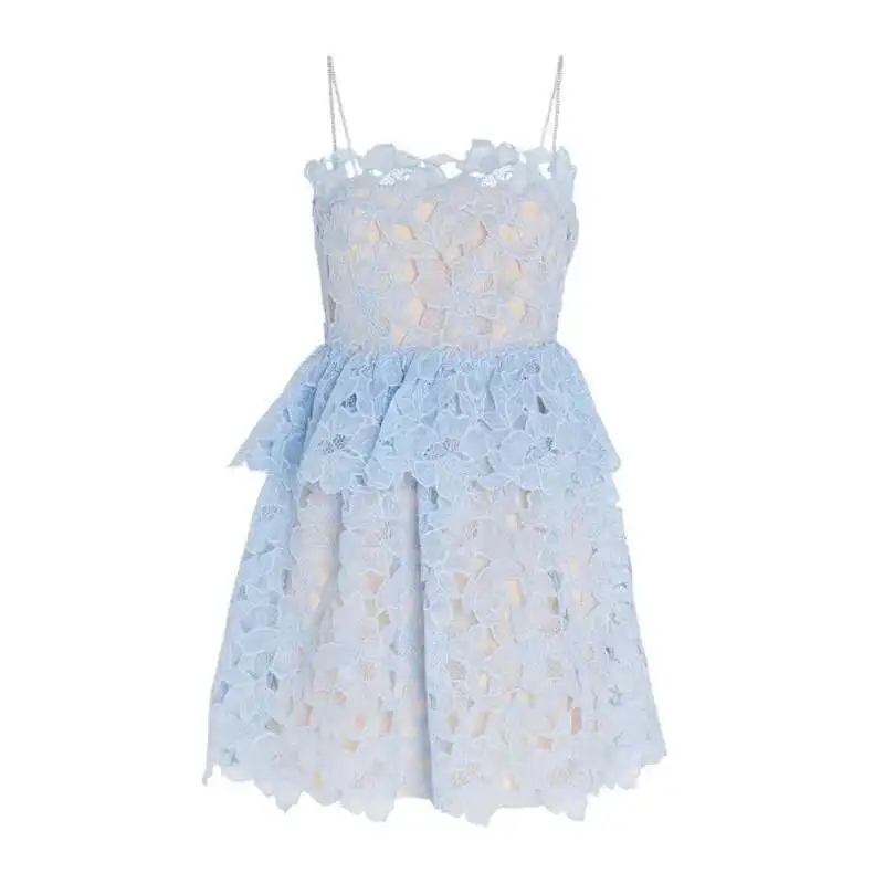 Brand Designer Blue Lace Embroidery Prom Dress Women Strap Sexy Backless Layers Ruffle Cake Mini Vestidos Evening Robe Wedding
Brand Designer Blue Lace Embroidery Prom Dress Women Strap Sexy Backless Layers Ruffle Cake Mini Vestidos Evening Robe Wedding
