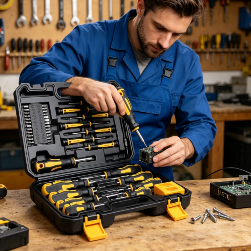 43PCS Upgraded Professional Screwdriver Set with Magnetic Bit Holder Slotted Phillips Hex Torx Precision Tools
43PCS Upgraded Professional Screwdriver Set with Magnetic Bit Holder Slotted Phillips Hex Torx Precision Tools