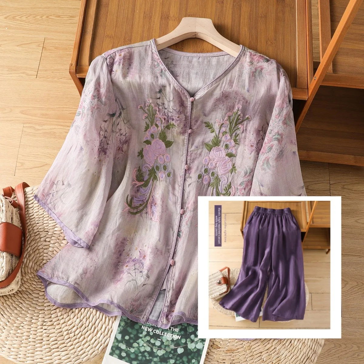 Large Size Women's Cotton Linen Embroidered Set Shirt Casual Pants Two Piece Suit Anti-aging Meat Covering Summer New Arrival
Large Size Women's Cotton Linen Embroidered Set Shirt Casual Pants Two Piece Suit Anti-aging Meat Covering Summer New Arrival