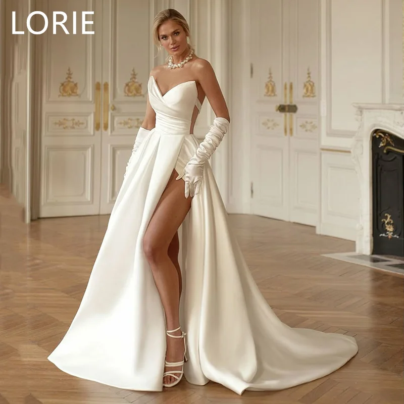 LORIE A-line Satin Elegant vestidos de novia Wedding Dress Backless Side Split Bridal Gowns Sleeveless Wedding Gown Customized
LORIE A-line Satin Elegant vestidos de novia Wedding Dress Backless Side Split Bridal Gowns Sleeveless Wedding Gown Customized