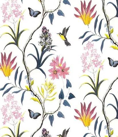 White Floral Peel and Stick Wallpaper Vintage Floral Contact Paper Flowers and Butterfly Birds Self Adhesive Wallpaper Removable