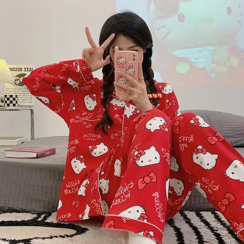 new Sanrio Hello Kitty Silk Pajamas Women's Autumn Cotton Long Sleeve Pants Two-piece Set Women's Pajamas Set Pajamas Pants Set
new Sanrio Hello Kitty Silk Pajamas Women's Autumn Cotton Long Sleeve Pants Two-piece Set Women's Pajamas Set Pajamas Pants Set