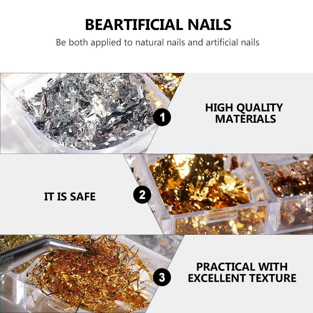 Nail Art Foil Glitter 3 Boxes DIY Decor Supplies Shiny Sequins Gold Silver Colors Manicure Sticker Nail Painting Craft
Nail Art Foil Glitter 3 Boxes DIY Decor Supplies Shiny Sequins Gold Silver Colors Manicure Sticker Nail Painting Craft