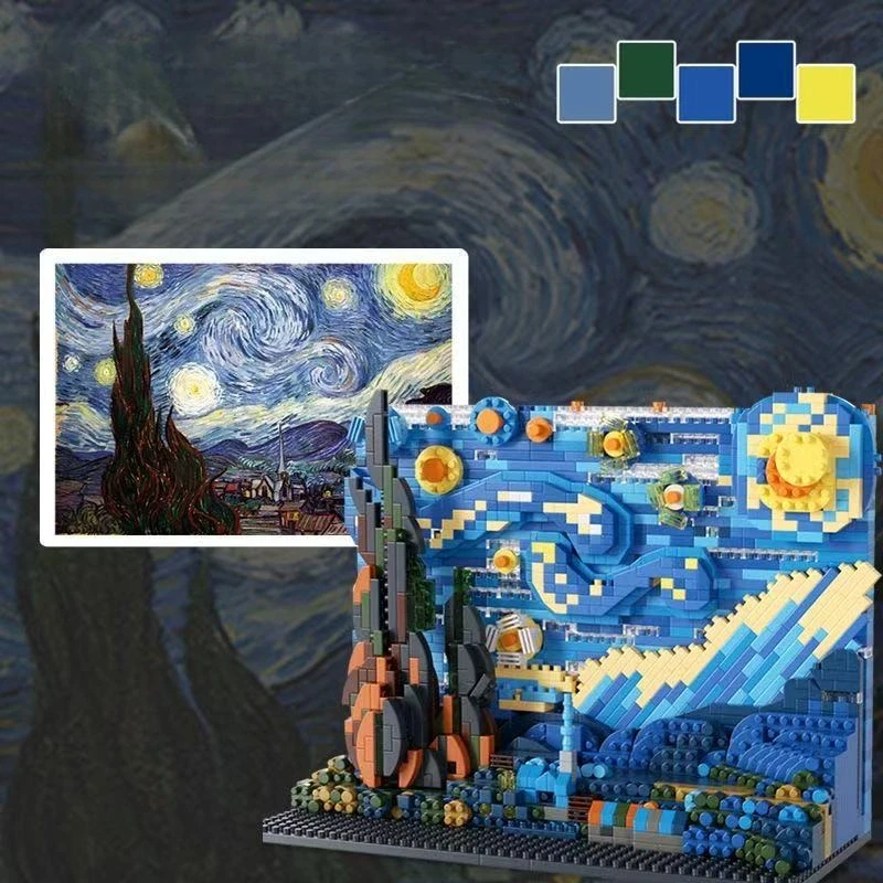 MOC Starry Night 3D Building Blocks Famous Oil Painting Van Gogh Art Popular Style Assemble Bricks Toys For Adult Home Decor
MOC Starry Night 3D Building Blocks Famous Oil Painting Van Gogh Art Popular Style Assemble Bricks Toys For Adult Home Decor