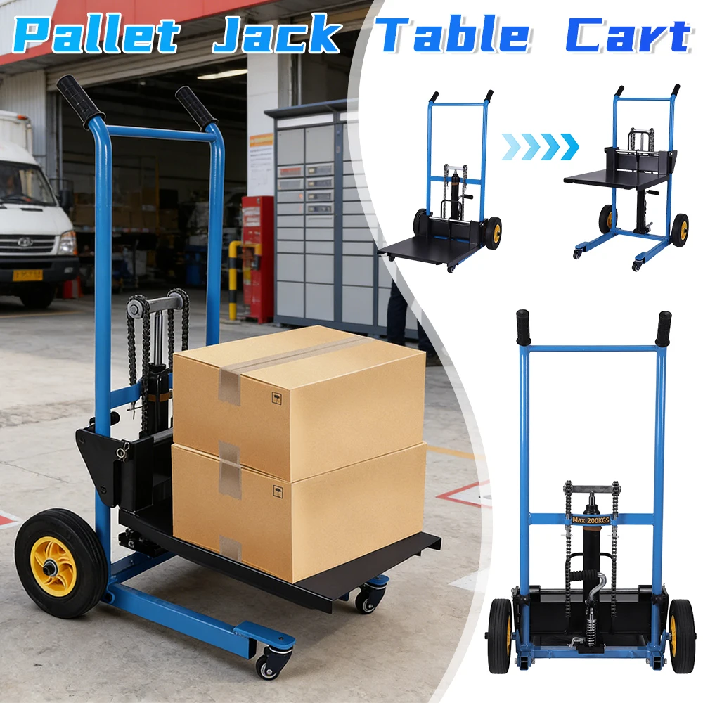 450 Lbs Foldable Hydraulic Material Lift Dolly Winch Stacker Pallet Jack Table Cart with Universal Swivel Wheels for Warehouses
450 Lbs Foldable Hydraulic Material Lift Dolly Winch Stacker Pallet Jack Table Cart with Universal Swivel Wheels for Warehouses