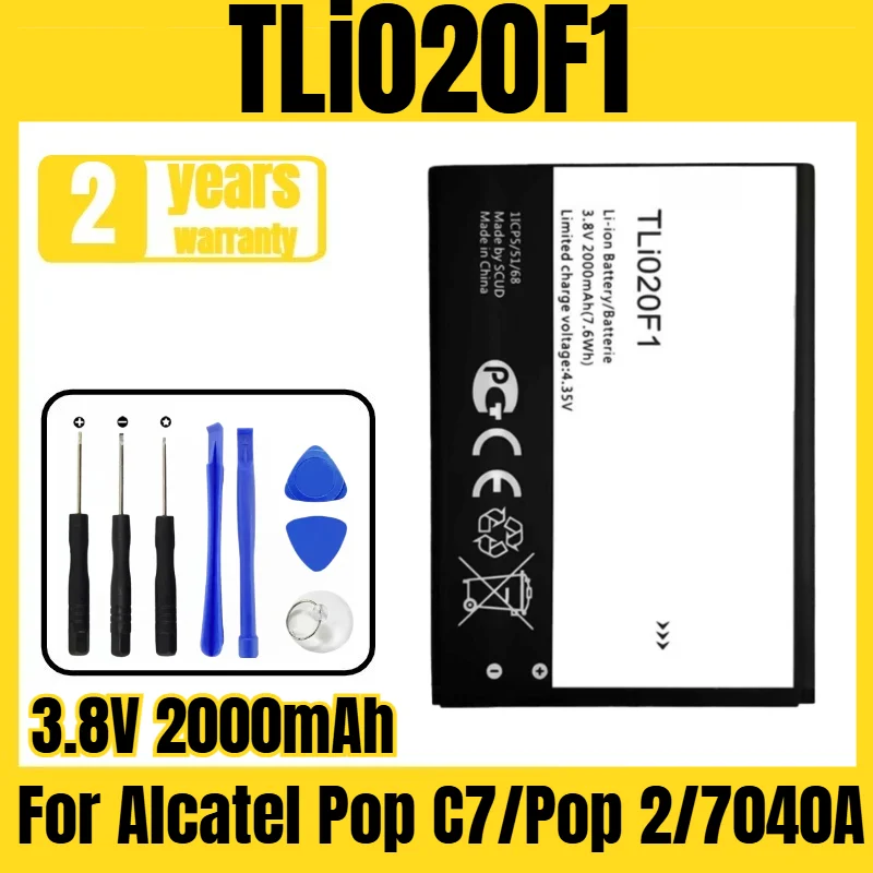 Suitable for Alcatel Pop C7/Pop 2/7040A/7041X/J720T battery TLi020F1 mobile phone battery,large capacity,free tool 3.8V 2000mAh
Suitable for Alcatel Pop C7/Pop 2/7040A/7041X/J720T battery TLi020F1 mobile phone battery,large capacity,free tool 3.8V 2000mAh