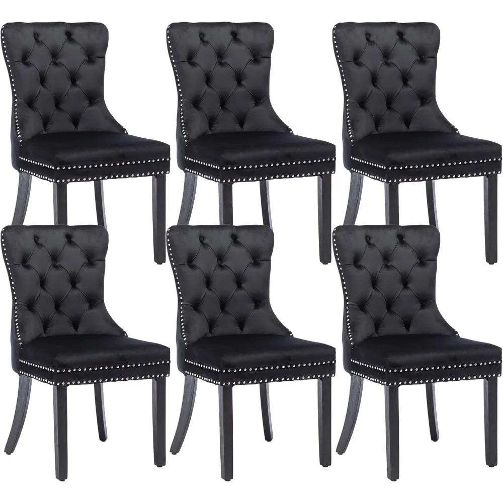Velvet Dining Chairs Set of 6,with Nailhead Back Ring Pull Trim Solid Wood Legs,for Kitchen
Velvet Dining Chairs Set of 6,with Nailhead Back Ring Pull Trim Solid Wood Legs,for Kitchen