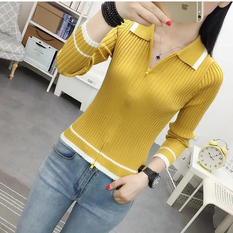 Knit zipper cardigan autumn new women's doll collar top women slim long sleeve base ladies sweater
Knit zipper cardigan autumn new women's doll collar top women slim long sleeve base ladies sweater