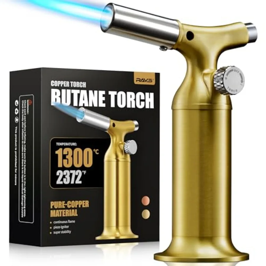 Butane Torch Lighter with Solid Copper Design Kitchen Torch Lighter with Adjustable Flame Refillable Creme Brulee Torch for Coo
Butane Torch Lighter with Solid Copper Design Kitchen Torch Lighter with Adjustable Flame Refillable Creme Brulee Torch for Coo