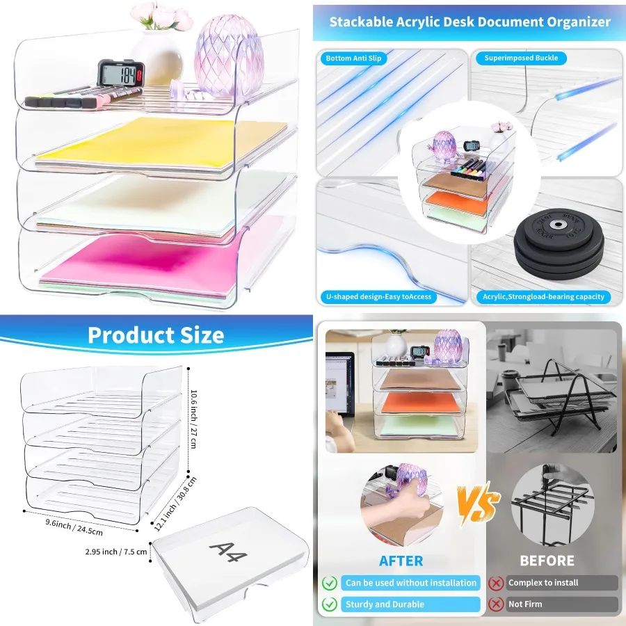 Штабелируемый настольный прозрачный органайзер для файлов для офиса и домашнего использования: вертикальный лоток для бумаги и писем с местом для хранения документов формата А4, идеально подходит для
Штабелируемый настольный прозрачный органайзер для файлов для офиса и домашнего использования: вертикальный лоток для бумаги и писем с местом для хранения документов формата А4, идеально подходит для