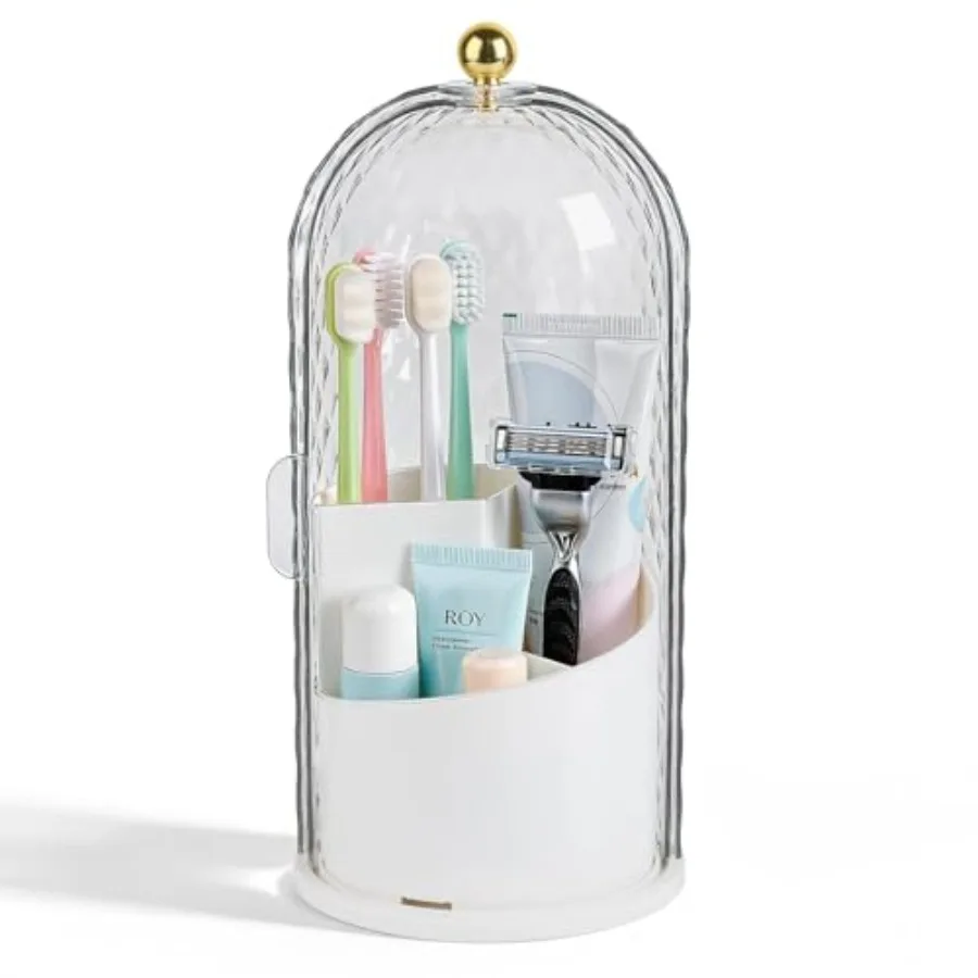 Toothbrush Holder with Cover for Bathroom Countertop, Rotating Organizer for Electric Tooth Brush and Toothpaste, 3-Slot Makeup
Toothbrush Holder with Cover for Bathroom Countertop, Rotating Organizer for Electric Tooth Brush and Toothpaste, 3-Slot Makeup