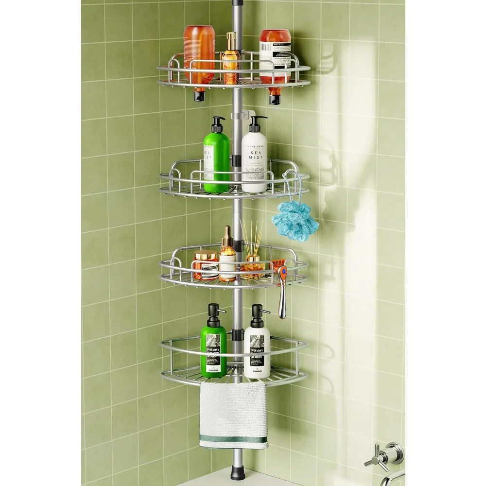 Corner Shower Caddy Tension Pole: 4-Tier Rust-Resistant Adjustable Bathroom Organizer Shelves - 47-121 Inch No-Drill Quick Inst
Corner Shower Caddy Tension Pole: 4-Tier Rust-Resistant Adjustable Bathroom Organizer Shelves - 47-121 Inch No-Drill Quick Inst