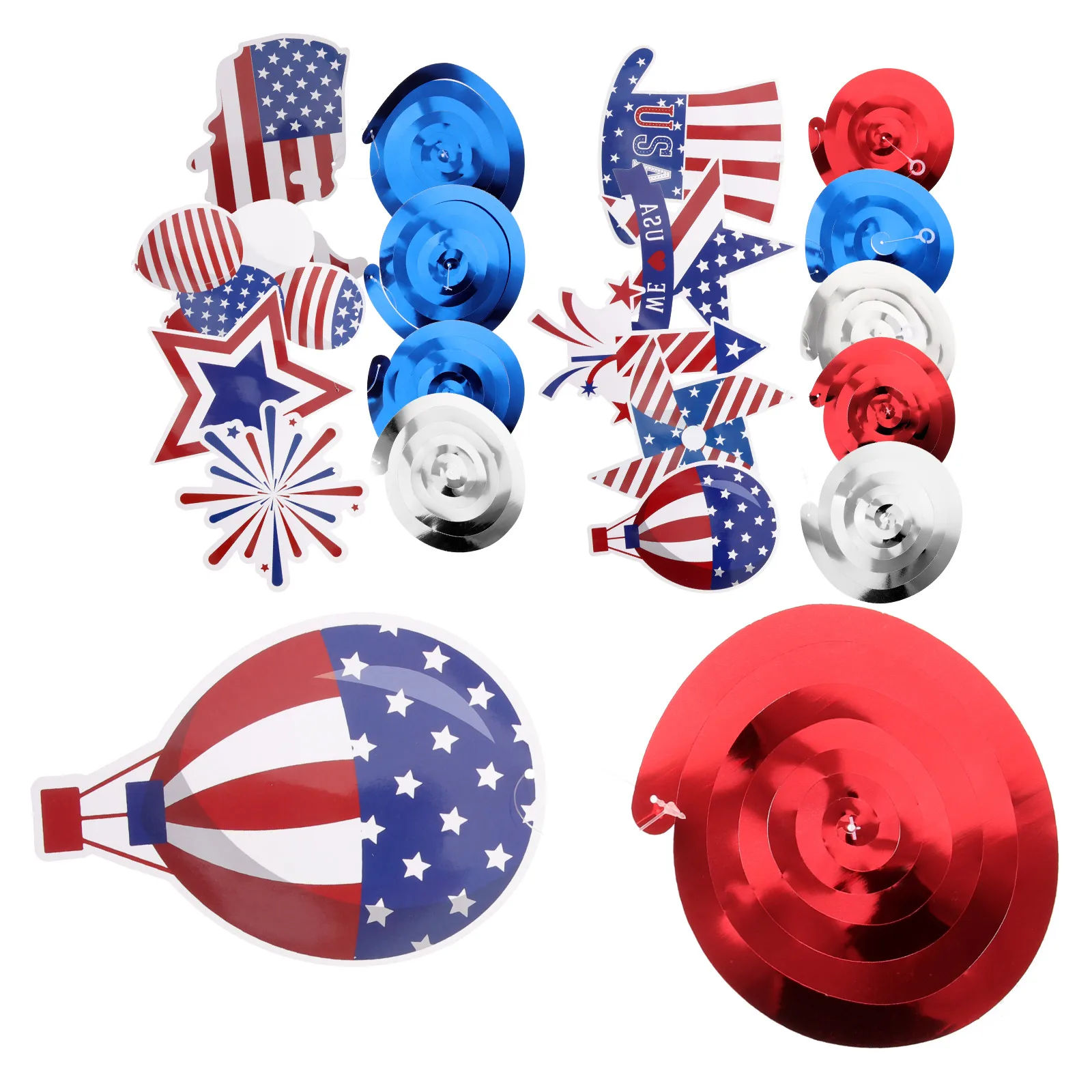 30 Pcs Spiral Ornaments Decoration Hanging Independence Day Patriotic Party Swirls Supplies
30 Pcs Spiral Ornaments Decoration Hanging Independence Day Patriotic Party Swirls Supplies