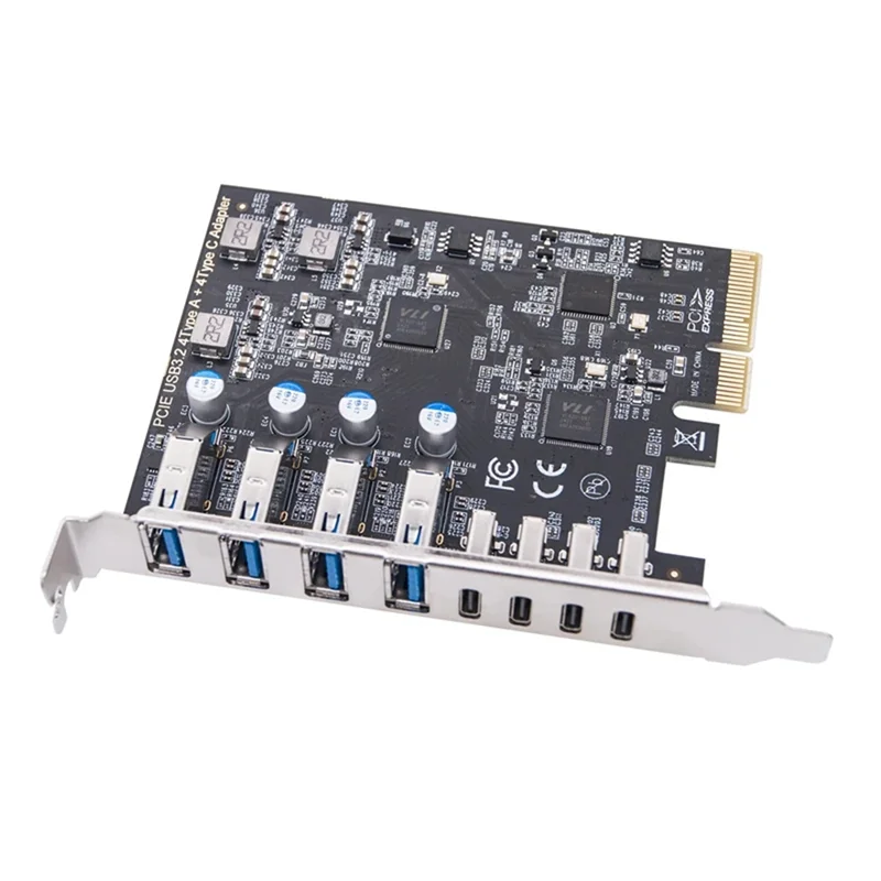 Карта расширения VO-PCIE USB3.2 GEN2 10 Гбит/с PCI Express X4 на 4 порта TYPE A + 4-портовый адаптер TYPE C USB-концентратор для настольного ПК
Карта расширения VO-PCIE USB3.2 GEN2 10 Гбит/с PCI Express X4 на 4 порта TYPE A + 4-портовый адаптер TYPE C USB-концентратор для настольного ПК