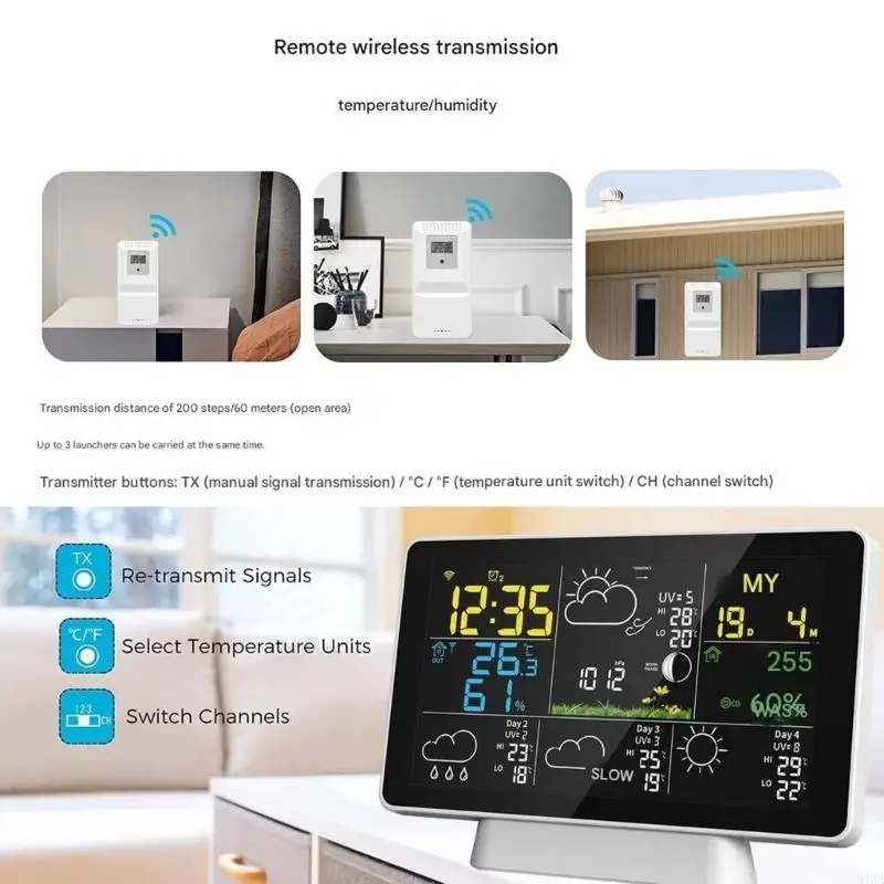 Indoor Outdoor Weather Monitor Clock Barometer Hygrometer Electronic Hygrometer 87HA
Indoor Outdoor Weather Monitor Clock Barometer Hygrometer Electronic Hygrometer 87HA