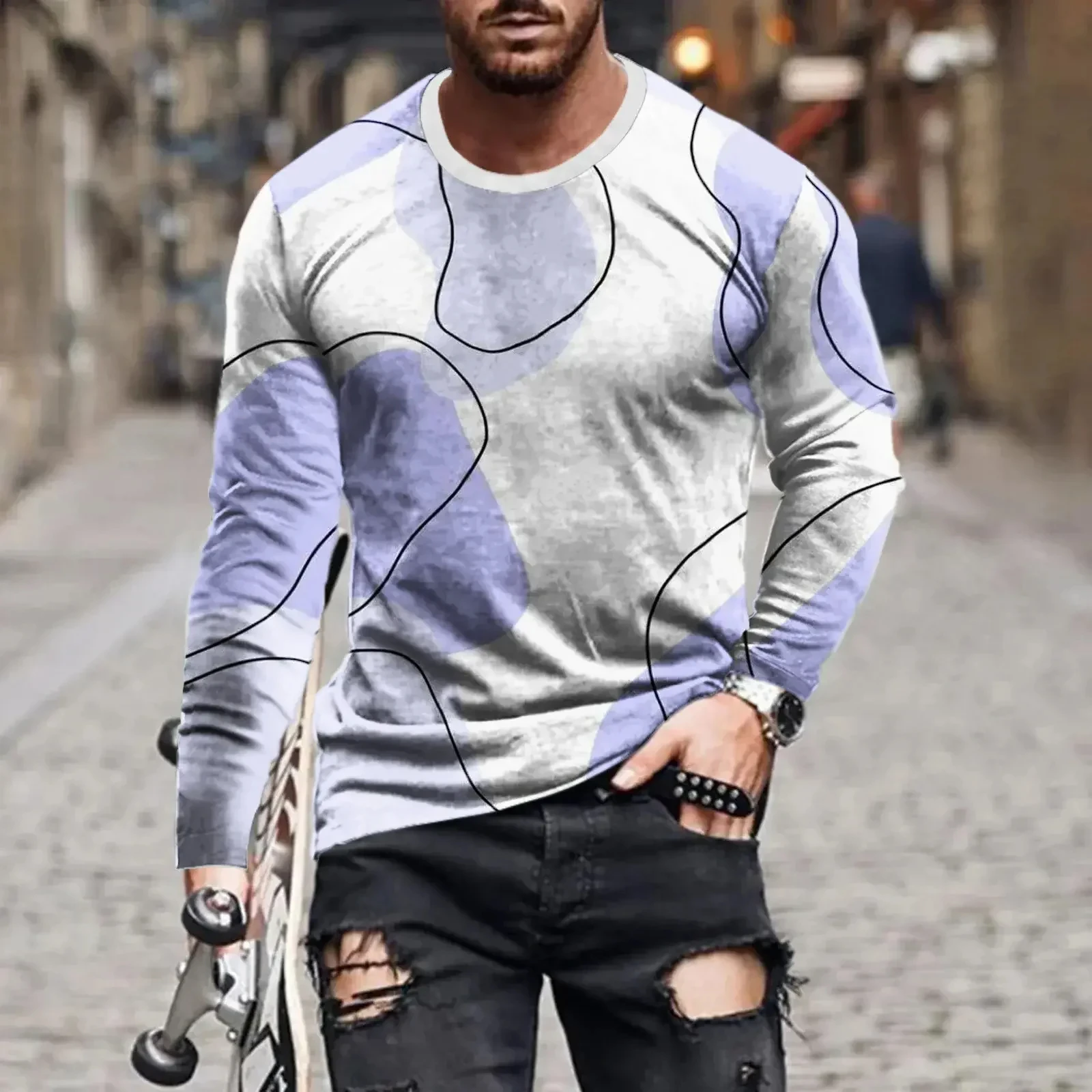 Street Style men's Simple Gradient Color Pattern Printing Personality Harajuku Niche Round Neck Long Sleeve T-shirt men's Tops
Street Style men's Simple Gradient Color Pattern Printing Personality Harajuku Niche Round Neck Long Sleeve T-shirt men's Tops
