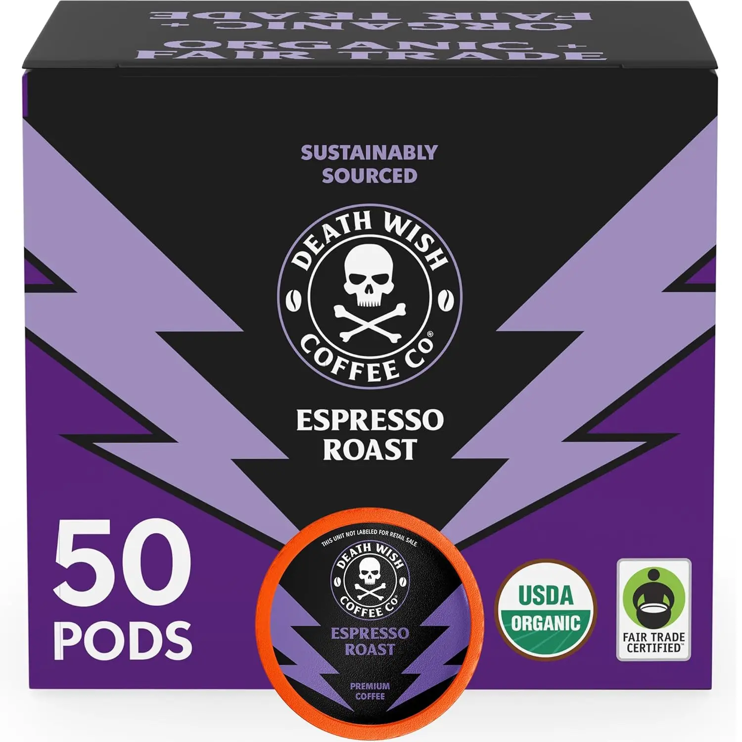 Espresso Roast Single Serve Coffee Pods - Fair Trade & Organic, 50 Count
Espresso Roast Single Serve Coffee Pods - Fair Trade & Organic, 50 Count