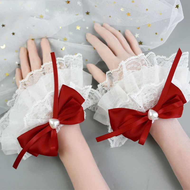 Sweet Cute Lace Fake Sleeves Bow Wrist Cuff Sweater Decorative Wristbands Short Fingerless Gloves For Girls Tea Party
Sweet Cute Lace Fake Sleeves Bow Wrist Cuff Sweater Decorative Wristbands Short Fingerless Gloves For Girls Tea Party