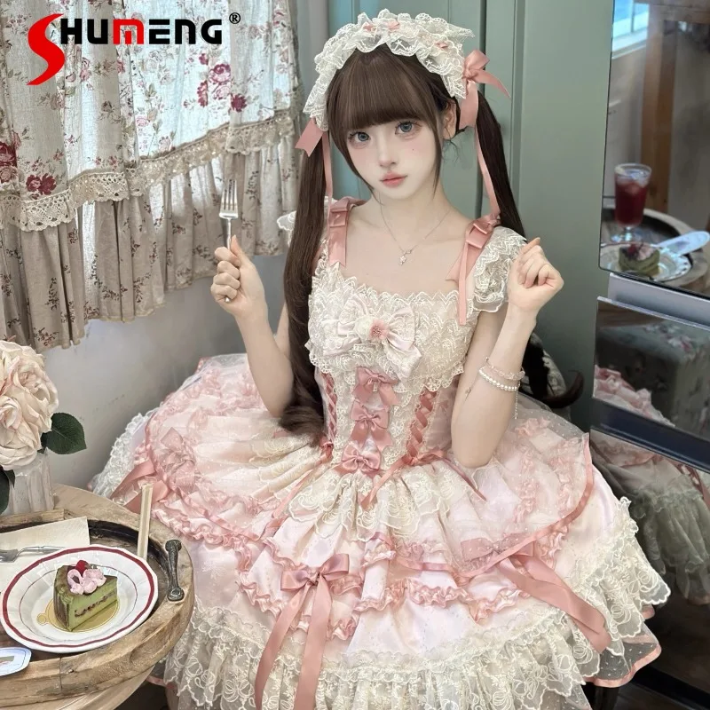 Japanese Rojita Sweet Dresses Original Design New Lolita Y2k Kawaii Dress Ballet Style Jsk Suspender Vestidos Women's Clothing
Japanese Rojita Sweet Dresses Original Design New Lolita Y2k Kawaii Dress Ballet Style Jsk Suspender Vestidos Women's Clothing