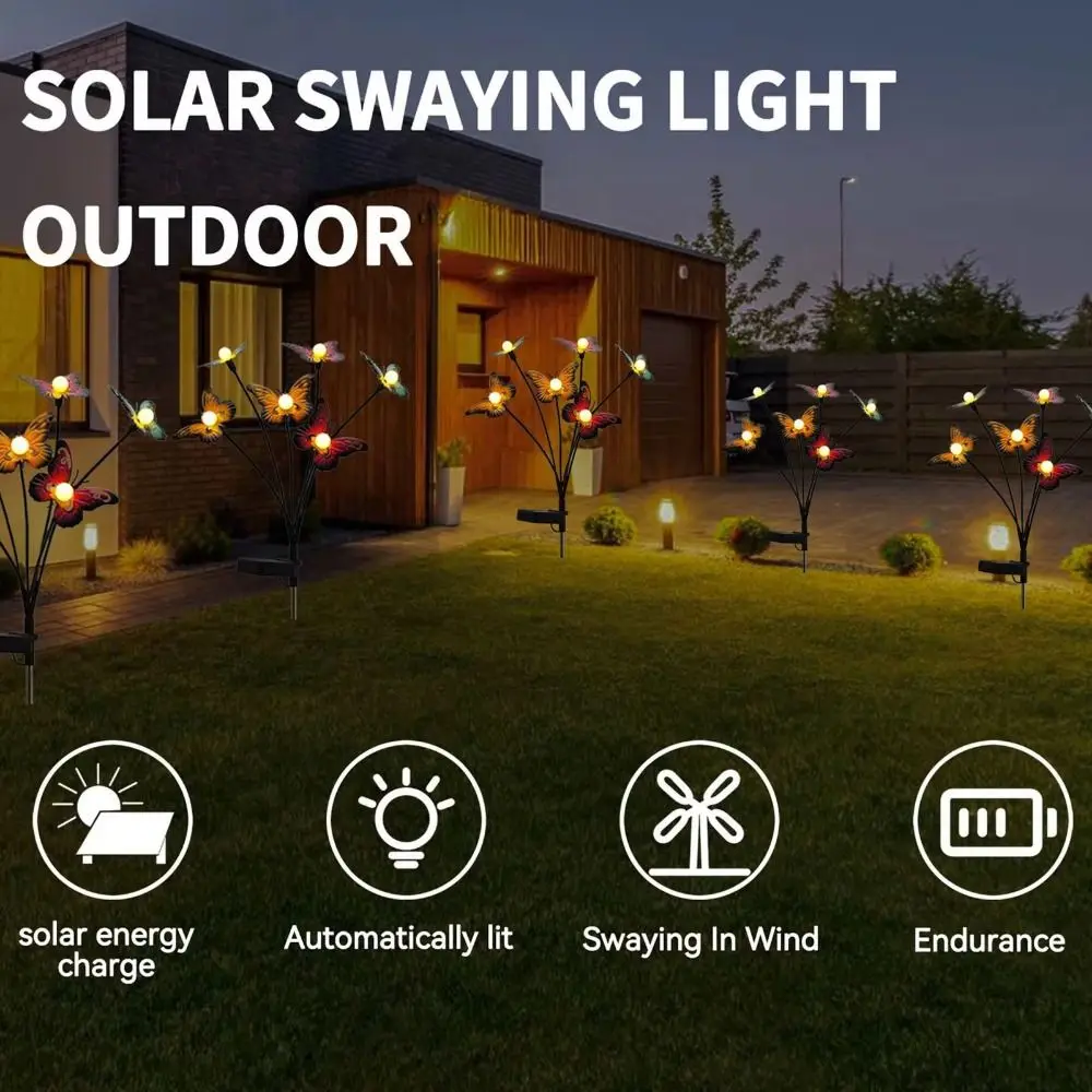 6/8 Head Butterfly Bobble Swing Light Waterproof Color Changing Butterfly Solar Garden Lights Realistic Decorative
6/8 Head Butterfly Bobble Swing Light Waterproof Color Changing Butterfly Solar Garden Lights Realistic Decorative