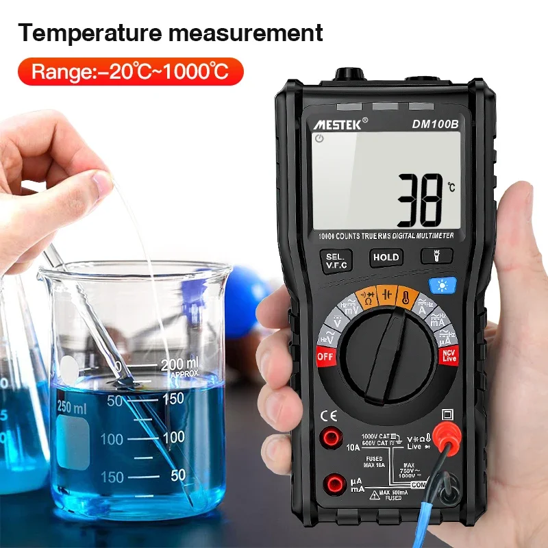 Multimeter DM100B High Accuracy 10000 Counts 1000V DC AC Voltage Digital Multimeter Temperature NCV True RMS Smart Multimetro 
Multimeter DM100B High Accuracy 10000 Counts 1000V DC AC Voltage Digital Multimeter Temperature NCV True RMS Smart Multimetro