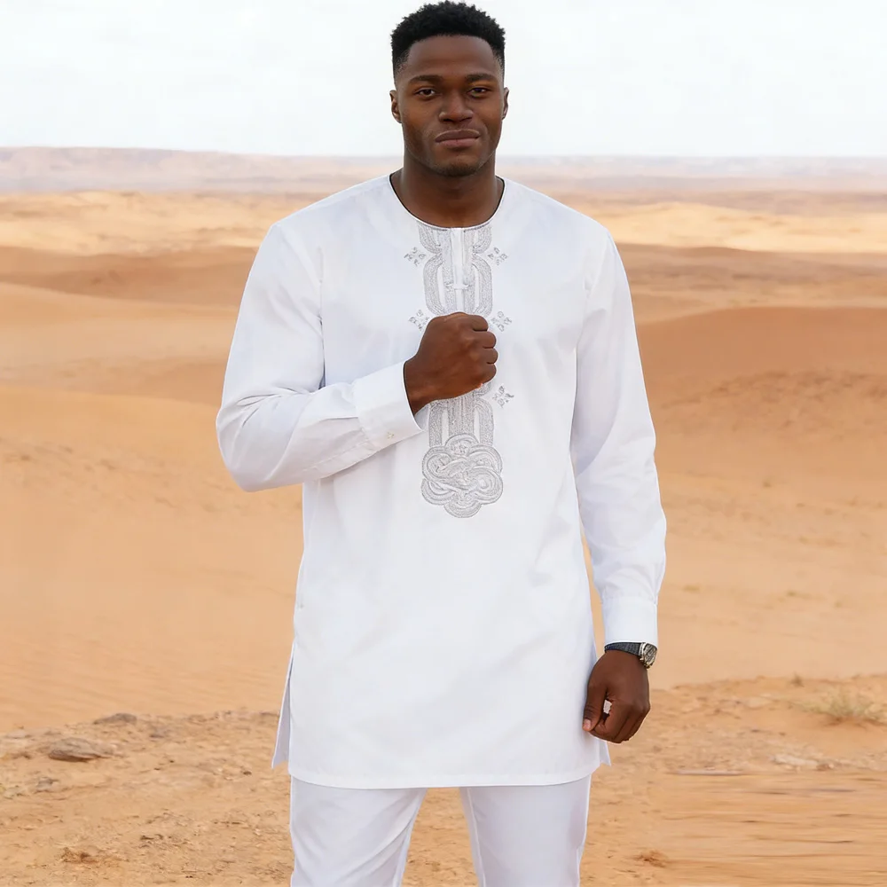 2PCS New African Traditional Clothes for Men Embroidery Dashiki Robe Shirt and Pants Sets Outfits Saudi Arabic Robe Jubba Thobe
2PCS New African Traditional Clothes for Men Embroidery Dashiki Robe Shirt and Pants Sets Outfits Saudi Arabic Robe Jubba Thobe