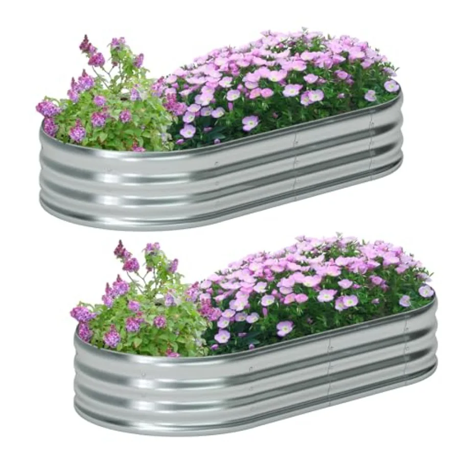 2 Pack Galvanized Raised Garden Bed Metal Oval Raised Garden Beds Outdoor Planter Box for Vegetables,Silver
2 Pack Galvanized Raised Garden Bed Metal Oval Raised Garden Beds Outdoor Planter Box for Vegetables,Silver