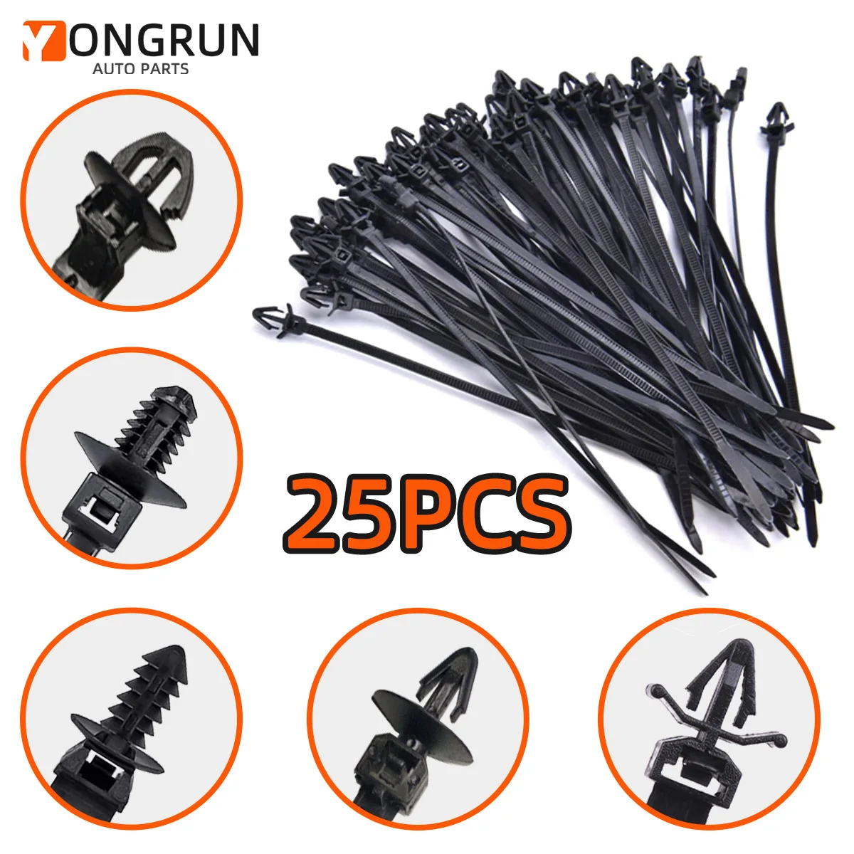 YONGRUN 25pcs Is Suitable For Automotive Engine Wiring Harness Nylon Push Fit Self-Locking Zip Tie Fixing Clip Combination
YONGRUN 25pcs Is Suitable For Automotive Engine Wiring Harness Nylon Push Fit Self-Locking Zip Tie Fixing Clip Combination