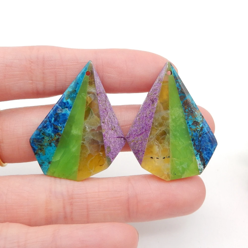 Natural Gemstone Intarsia Earrings For Women, Chrysocolla, Yellow Opal , Purple Stone And Serpentine
Natural Gemstone Intarsia Earrings For Women, Chrysocolla, Yellow Opal , Purple Stone And Serpentine