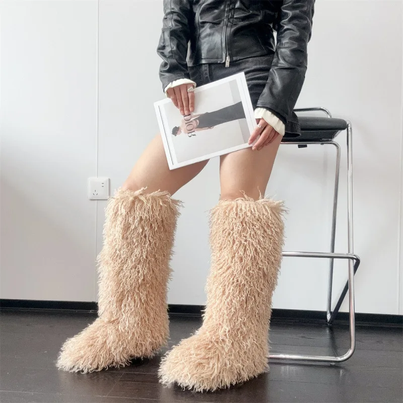 Knee High Winter Boots Women's Warm Long Plush Faux Fur Trendy Fur Boots Snow Boots Flat Heel Thick Bottom Rubber Sole
Knee High Winter Boots Women's Warm Long Plush Faux Fur Trendy Fur Boots Snow Boots Flat Heel Thick Bottom Rubber Sole