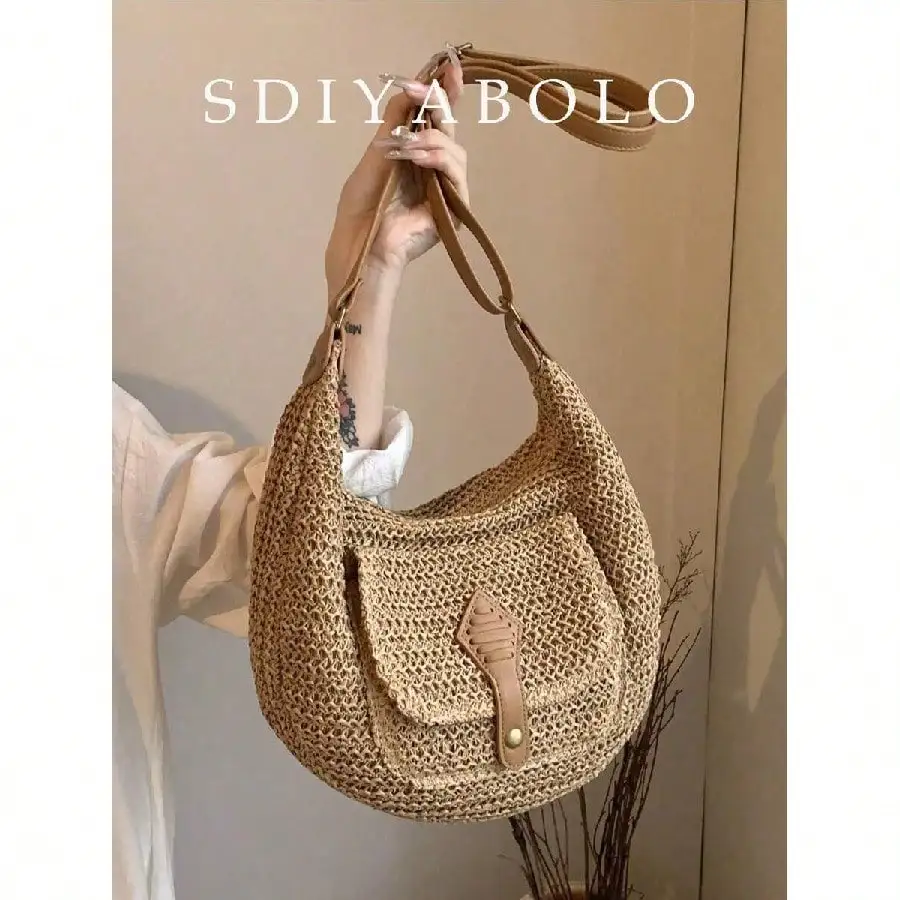 Vintage Fashionable Large Capacity Woven Tote Bag, Beach Vacation Straw Shoulder Crossbody Bag ,Holiday
Vintage Fashionable Large Capacity Woven Tote Bag, Beach Vacation Straw Shoulder Crossbody Bag ,Holiday