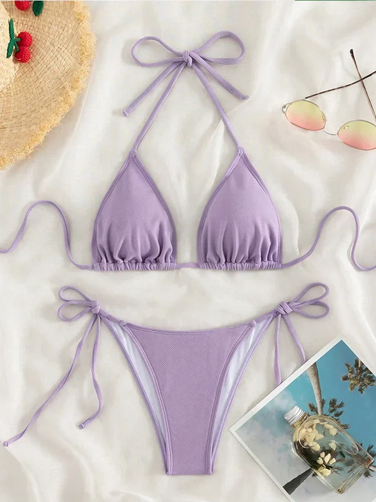 Sexy Solid Laced Up Bikinis 2 Piece Set Women Split Swimsuit High Waist Beach Style Bikini 2025 New Summer Swimwear Bikinis Set 
Sexy Solid Laced Up Bikinis 2 Piece Set Women Split Swimsuit High Waist Beach Style Bikini 2025 New Summer Swimwear Bikinis Set