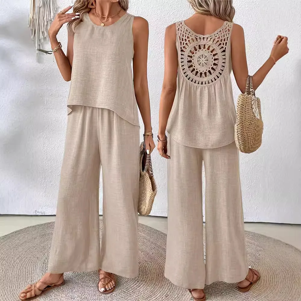 Solid Color Casual Loose Pants Sets For Women 2026 Elegant Summer Women's Two Pieces Suit Full Trouser Set Female Outfit Clothes
Solid Color Casual Loose Pants Sets For Women 2026 Elegant Summer Women's Two Pieces Suit Full Trouser Set Female Outfit Clothes