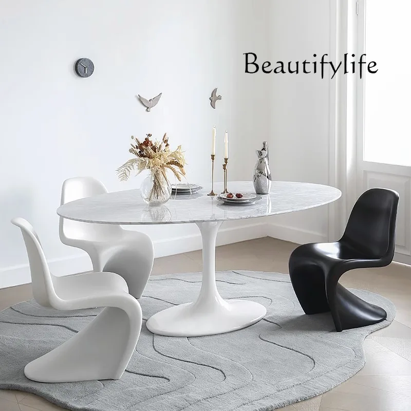 Oval dining table Chinese ancient French cream retro style light luxury marble dining table
Oval dining table Chinese ancient French cream retro style light luxury marble dining table