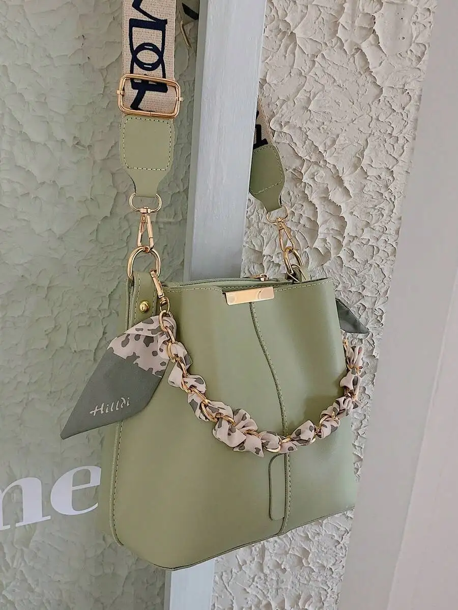 Scarf Decor Metal Accent Slim Cross-Body Bag, Elegant
Scarf Decor Metal Accent Slim Cross-Body Bag, Elegant