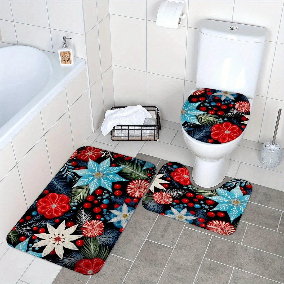 Рождественский набор ковриков для ванной комнаты из 3 предметов с ковриком для ванной, U-образным ковриком для унитаза и крышкой - мягкие впитывающие коврики, которые можно стирать в машине
Рождественский набор ковриков для ванной комнаты из 3 предметов с ковриком для ванной, U-образным ковриком для унитаза и крышкой - мягкие впитывающие коврики, которые можно стирать в машине