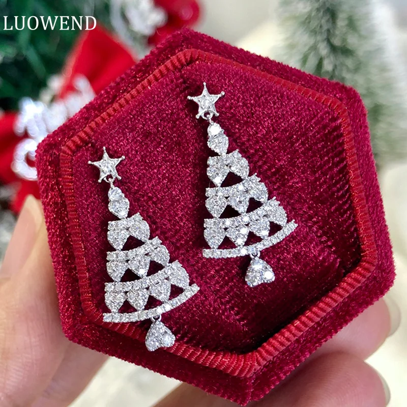LUOWEND 18K White Gold Earrings 0.72carat Real Natural Diamond Drop Earrings for Women Wedding Jewelry Luck Wish Tree Design
LUOWEND 18K White Gold Earrings 0.72carat Real Natural Diamond Drop Earrings for Women Wedding Jewelry Luck Wish Tree Design
