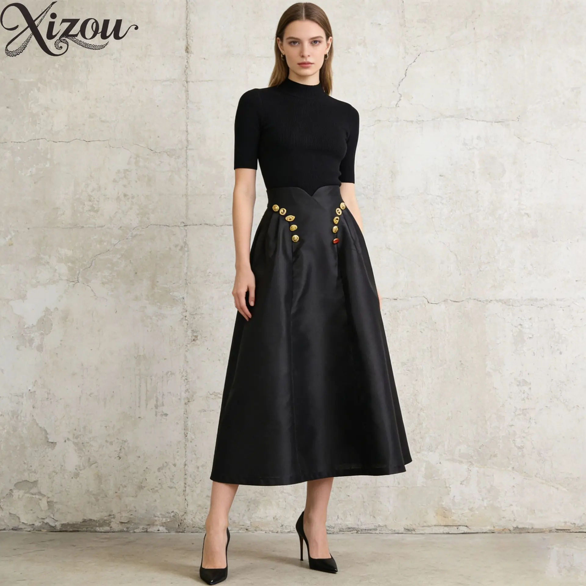 New High Waisted Long Skirts Women's Irregular Buckle Decoration and Patchwork Pleated Loose Streetwear Style Long Skirt
New High Waisted Long Skirts Women's Irregular Buckle Decoration and Patchwork Pleated Loose Streetwear Style Long Skirt