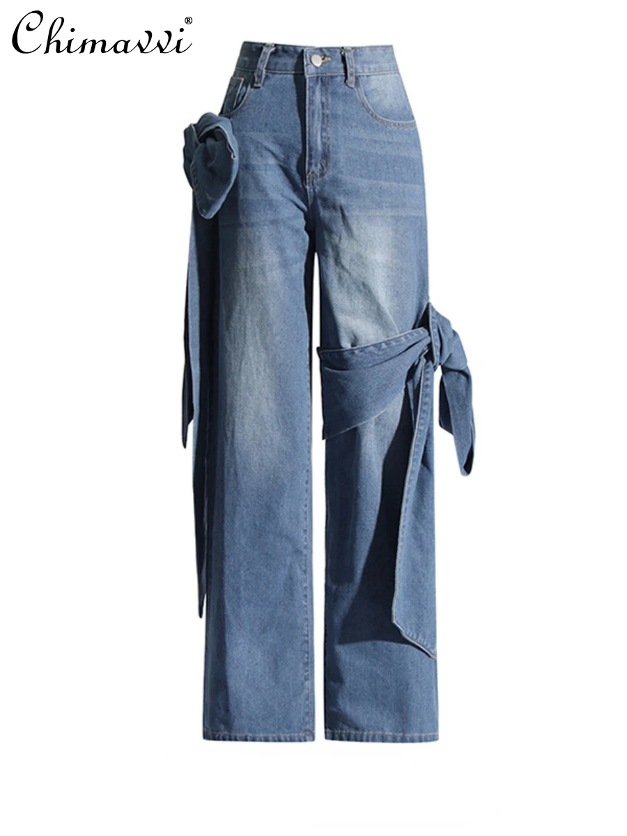 Retro Street Washed Casual Trousers 2024 Spring New Fashion Stitching High Waist Straps Slimming Elegant Straight Jeans Women
Retro Street Washed Casual Trousers 2024 Spring New Fashion Stitching High Waist Straps Slimming Elegant Straight Jeans Women
