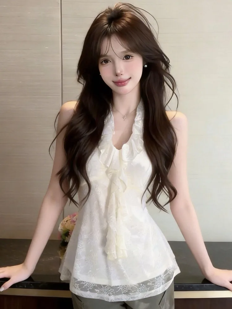 Retro Lace Splice Hemline Women's Summer New Style Slim Fit Short Top V-Neck Sleeveless City Walk Casual Fashion Inner Wear
Retro Lace Splice Hemline Women's Summer New Style Slim Fit Short Top V-Neck Sleeveless City Walk Casual Fashion Inner Wear