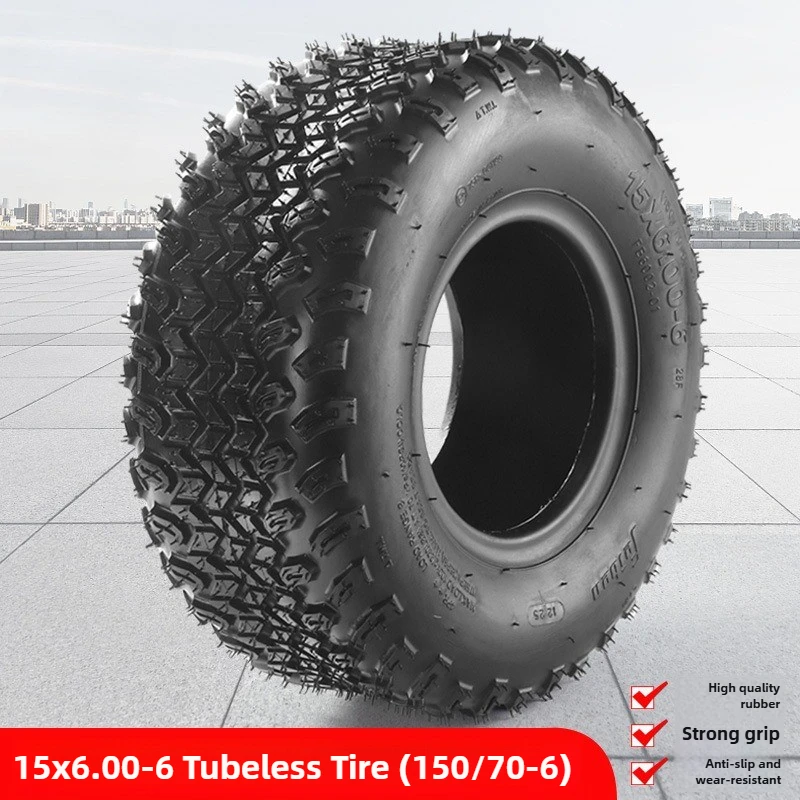 15x6.00-6 Tubeless Tire for Custom 4-Wheel Go-Kart Electric Mini Bike 150/70-6 Tire
15x6.00-6 Tubeless Tire for Custom 4-Wheel Go-Kart Electric Mini Bike 150/70-6 Tire