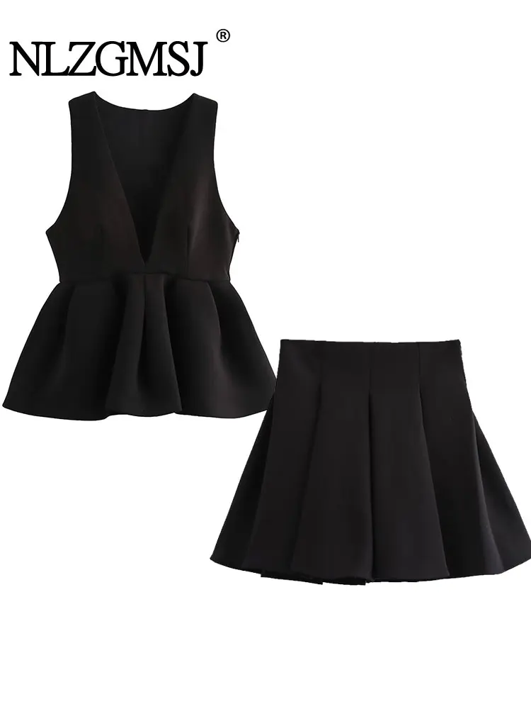 2024, женские комплекты с широкой плиссированной мини-юбкой, модный жилет с v-образным вырезом и оборками, топ, женский комплект из двух предметов, женский наряд
2024, женские комплекты с широкой плиссированной мини-юбкой, модный жилет с v-образным вырезом и оборками, топ, женский комплект из двух предметов, женский наряд